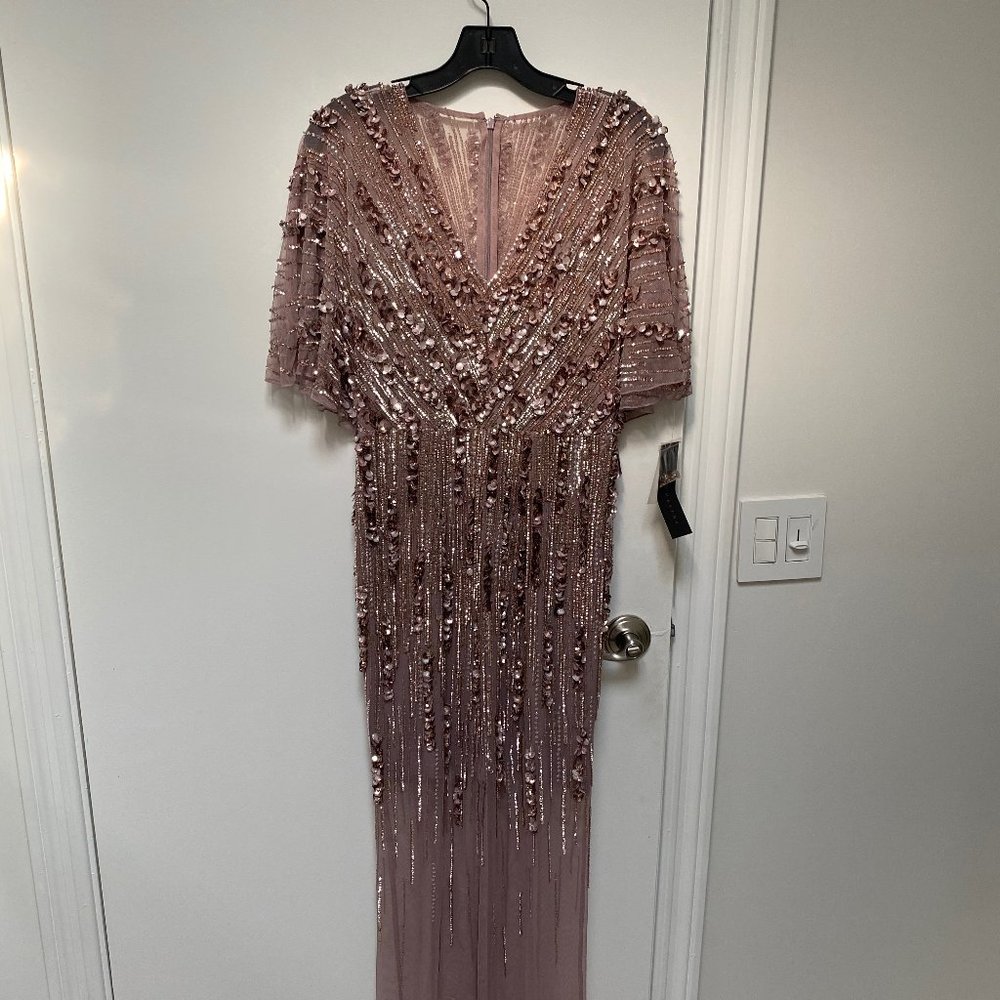 Aidan Maddox sequin flutter sleeve dress